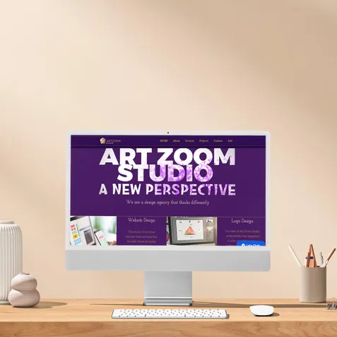 website design by art zoom studio, computer, webdesign, pencils, vas, decoration, 