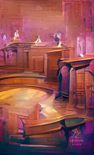 Courtroom digital painting by art zoom studio